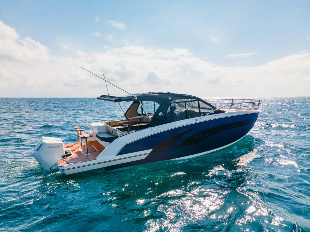 Hanover Yachts photo 387 heraldic blue drone DJI_0112 affordable Luxury boats with Best Selling Boats - Shop and buy used or new boats at Best Selling Boats.