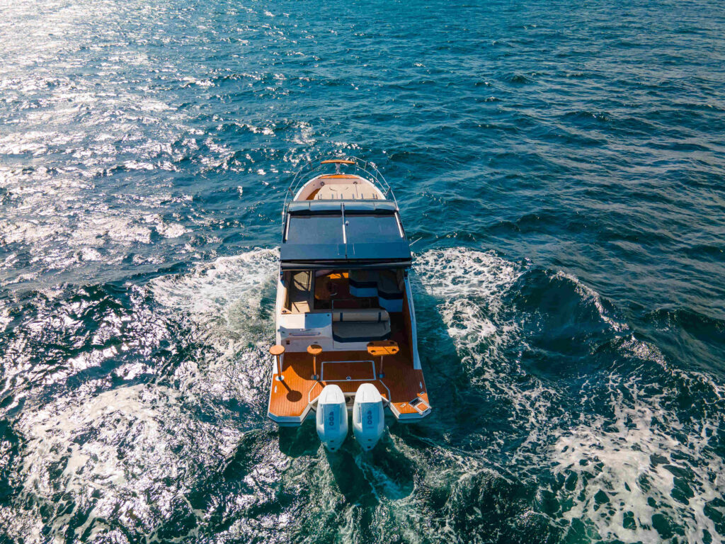 Hanover Yachts photo 387 heraldic blue drone DJI_0134 affordable Luxury boats with Best Selling Boats - Shop and buy used or new boats at Best Selling Boats.