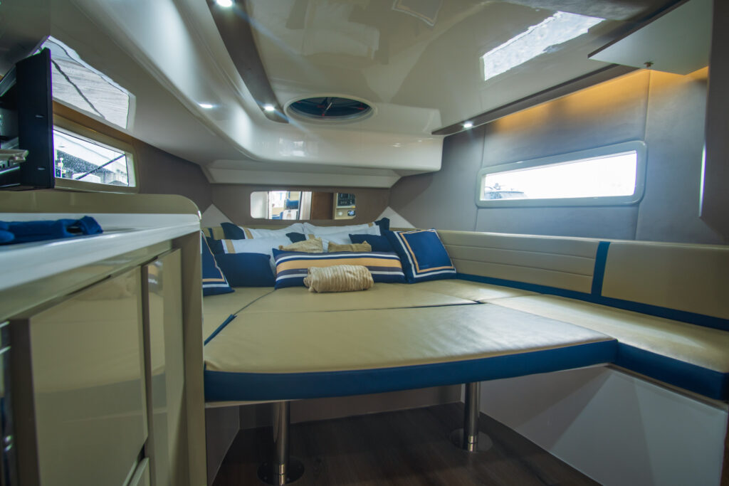 Hanover Yachts photo 387 heraldic blue interior _DSC4522 affordable Luxury boats with Best Selling Boats - Shop and buy used or new boats at Best Selling Boats.