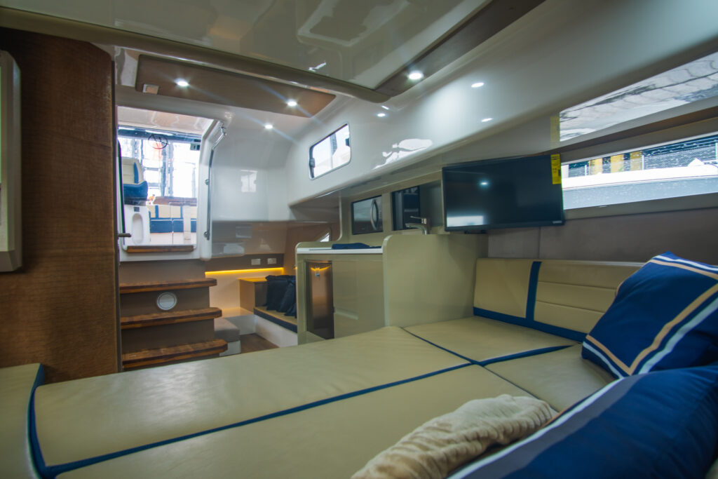 Hanover Yachts photo 387 heraldic blue interior _DSC4528 affordable Luxury boats with Best Selling Boats - Shop and buy used or new boats at Best Selling Boats.