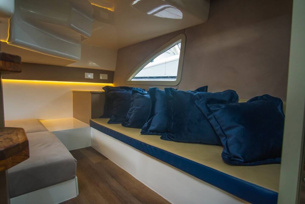 Hanover Yachts photo 387 heraldic blue interior _DSC4542 affordable Luxury boats with Best Selling Boats - Shop and buy used or new boats at Best Selling Boats.