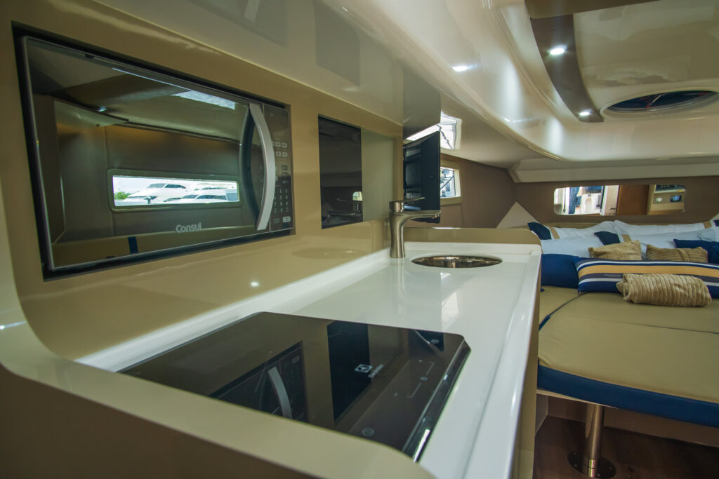 Hanover Yachts photo 387 heraldic blue interior _DSC4551 affordable Luxury boats with Best Selling Boats - Shop and buy used or new boats at Best Selling Boats.