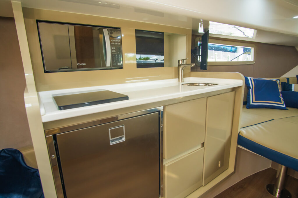 Hanover Yachts photo 387 heraldic blue interior _DSC4554 affordable Luxury boats with Best Selling Boats - Shop and buy used or new boats at Best Selling Boats.